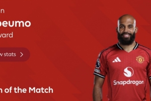 继续努力！姆伯莫当选为曼联客战森林全场比赛最佳球员